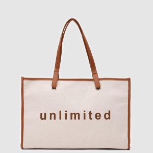 Stylish Canvas & Faux Leather Tote Bag
